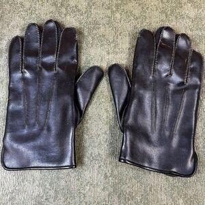 Men's Black Faux Leather Gloves Unbranded Pre-Owned 9" Long 4.5" Wide‎